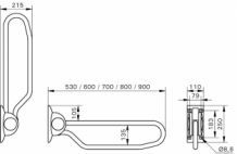 Handicare toiletbeugel opklapbaar 500MM Staal wit LI2603.3501-02